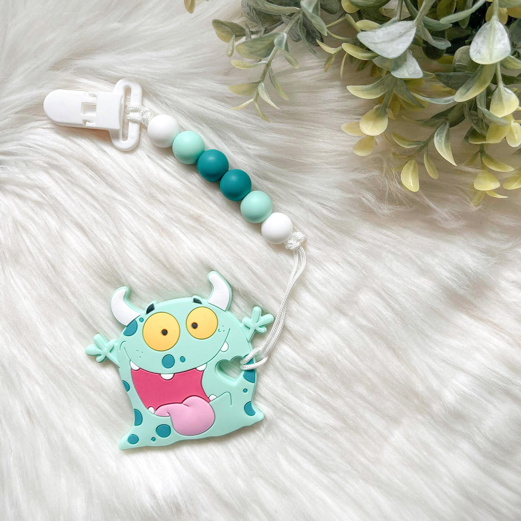 Monster (Mint) Teether on Clip
